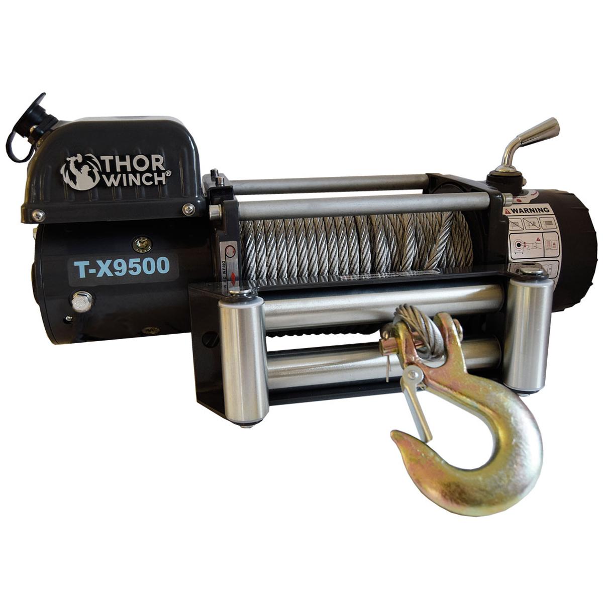 Trekkvinsj 4309Kg 12V Thor Winch T-X9500 med wire: Ø9,2mm x 26m