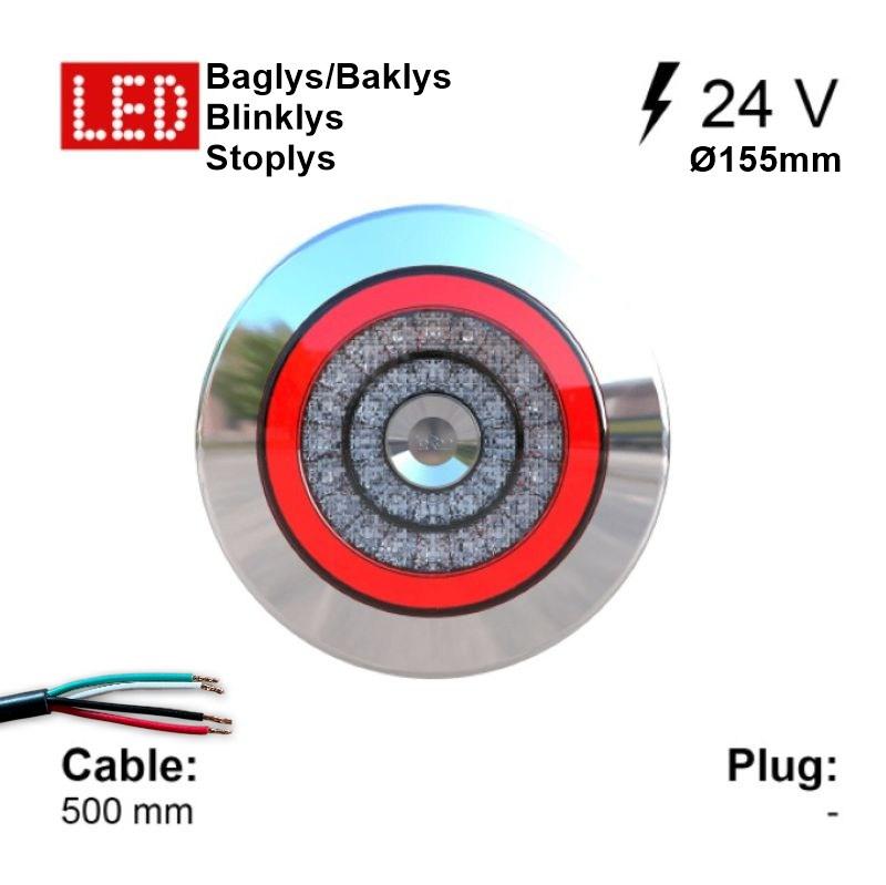 Baklykt LED Jokon 115 BBS 24V bak, blink og stoplys 0,5m kabel