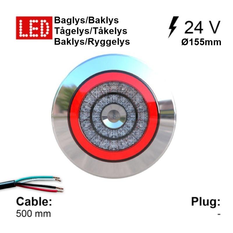 Baklykt LED Jokon 115 SNWS 24V bak, tåke og ryggelys 0,5m kabel