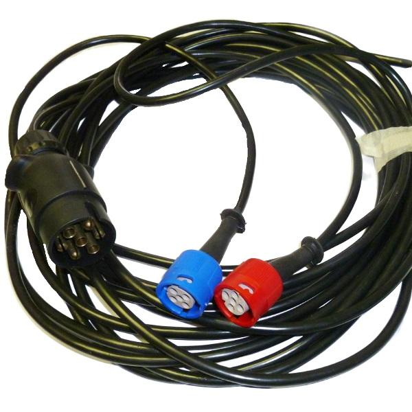 Ledningsnett 7,0m. 7-pol stikk og 2x5-pol stikk, 2x udtak 20cm og 2-pol stikk (Lagersalg)
