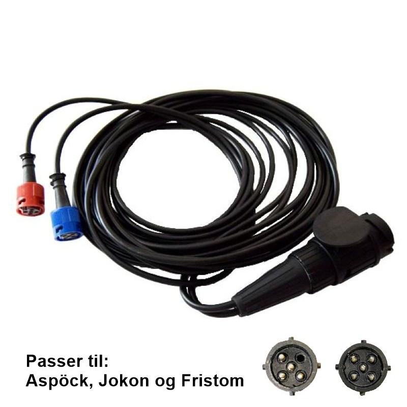 Ledningsnett 6,4m. 13-pol stikk og 2x5-pol stikk og 2x6m udtak (Lagersalg)