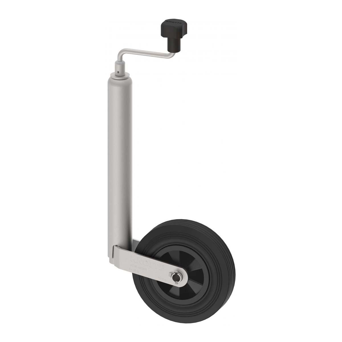 Støttehjul Ø48mm 150Kg Knott, 200x50mm hjul gummi/plast